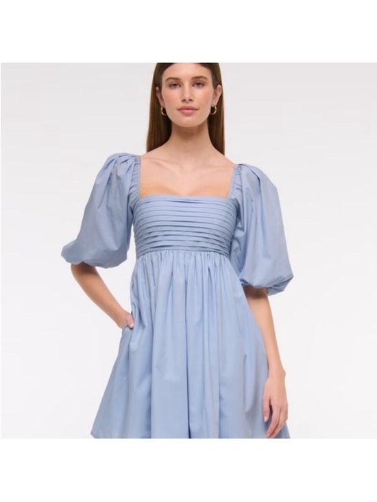 Abercrombie & Fitch Dresses & Skirts - Abercrombie & Fitch Emerson Blue Poplin Puff-Sleeve Square Neck Mini Dress